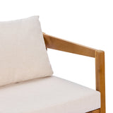 4 Piece Acacia Wood Patio Furniture Set with Soft Cushions