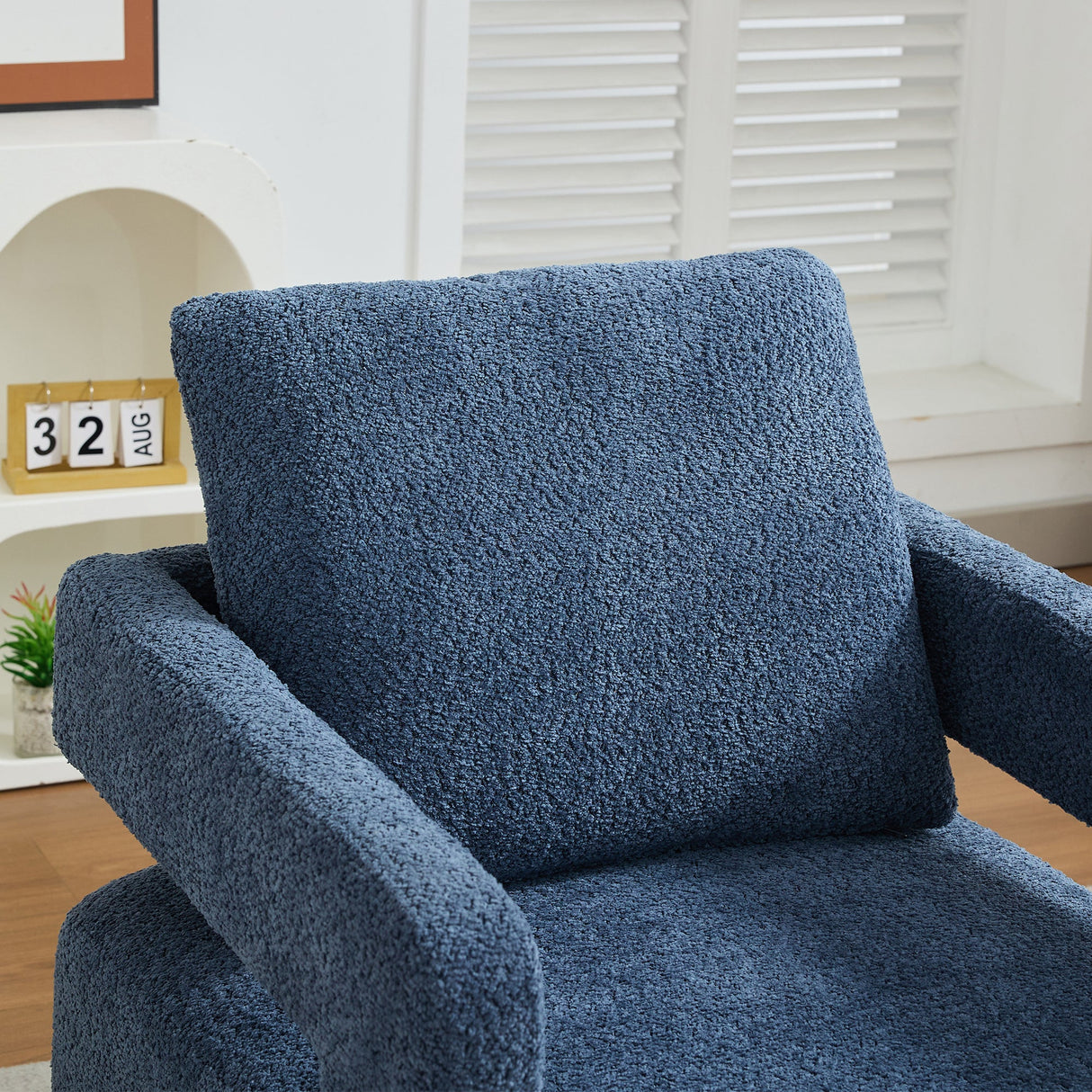 Stonewell Square Swivel Accent Chair with Open Back