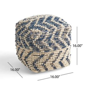 Alina Wool and Cotton Pouf with Polystyrene Filling - Natural