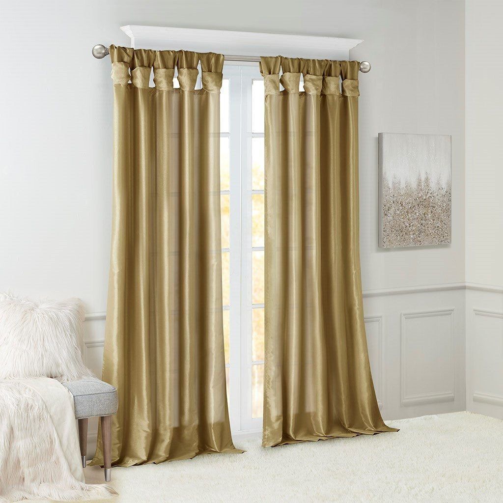 Twist Tab Lined Window Curtain Panel Bronze 50x84'