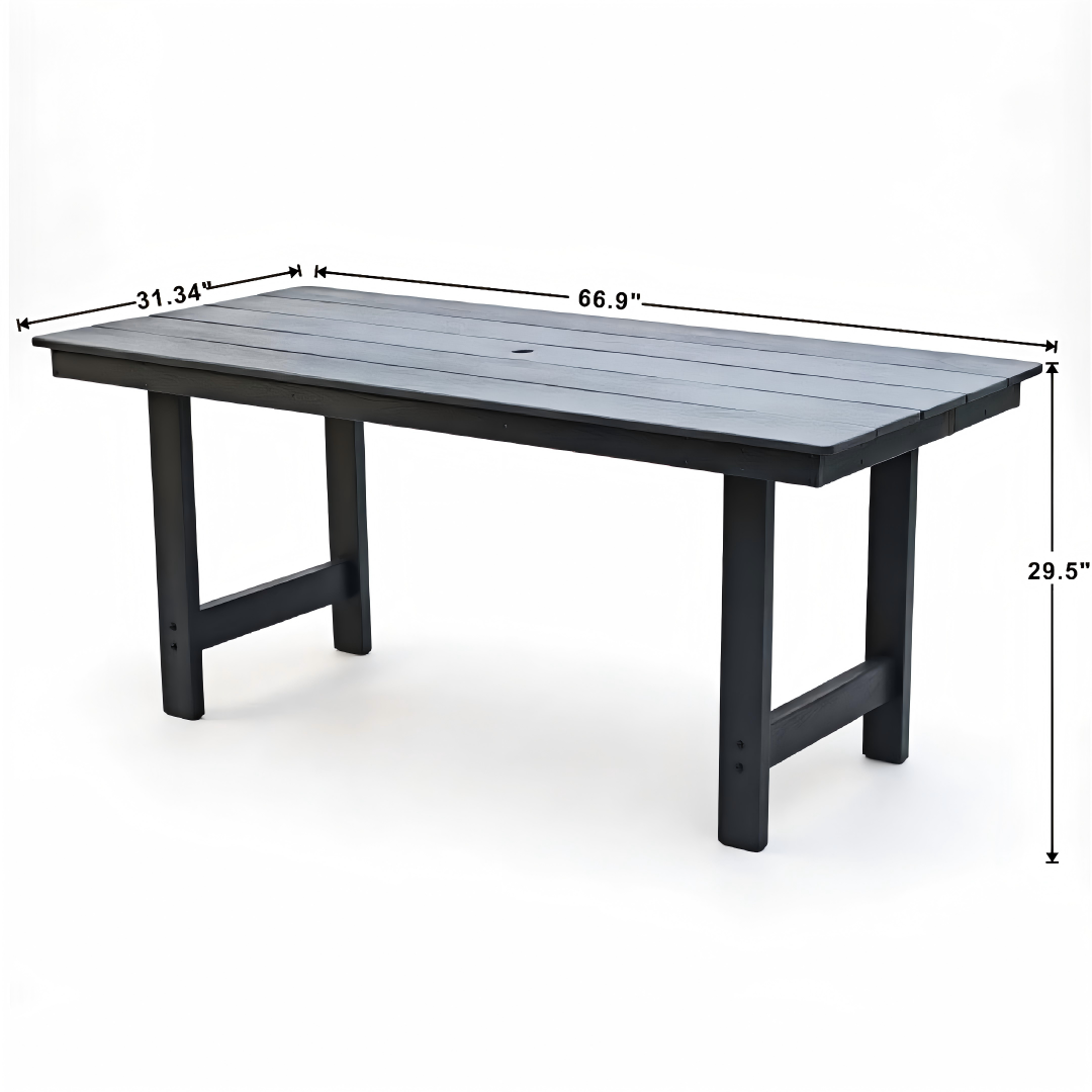 HDPE outdoor patio dining set, one table and four chairs. The outdoor dining furniture has sunshade holes and is suitable. It is suitable for lawns, gardens, backyards, and pool sides.Grey,Waterproof