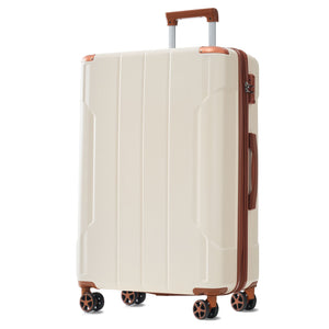 Brown & White 6-Piece Expandable Hardshell Luggage Set