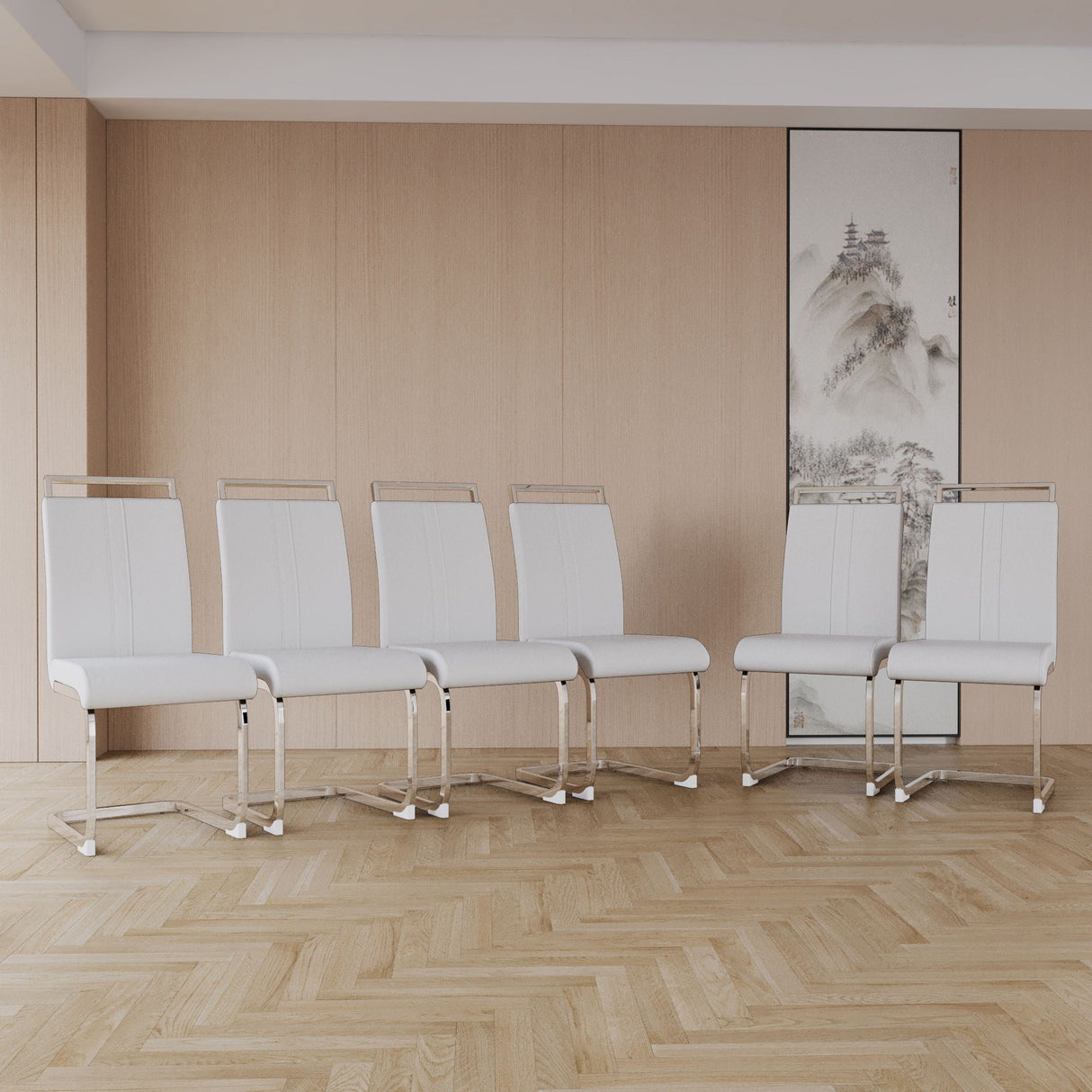 Modern Dining Chairs With Padded Seat, High Back