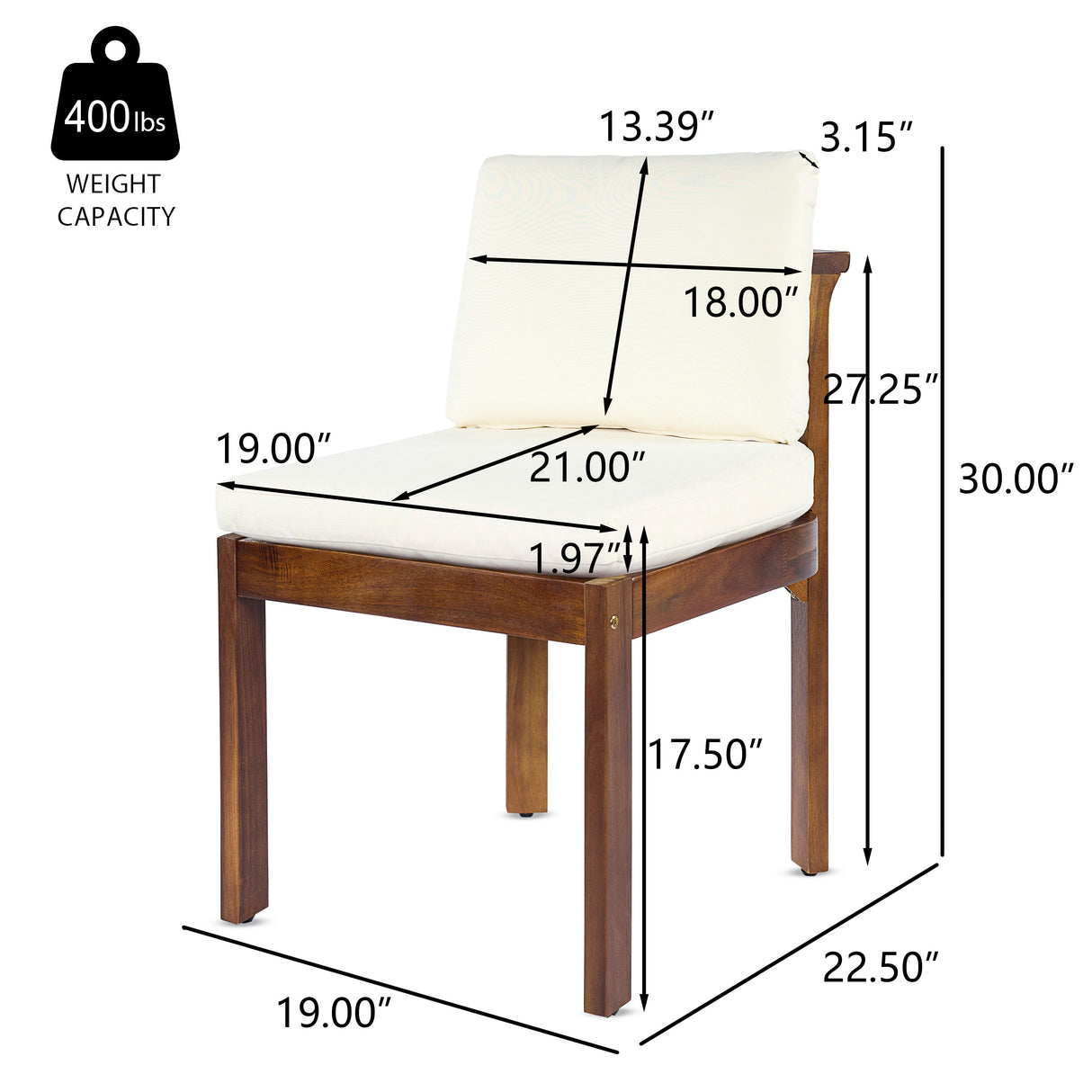 Acacia Wood Outdoor Dining Chair (Set of 2)