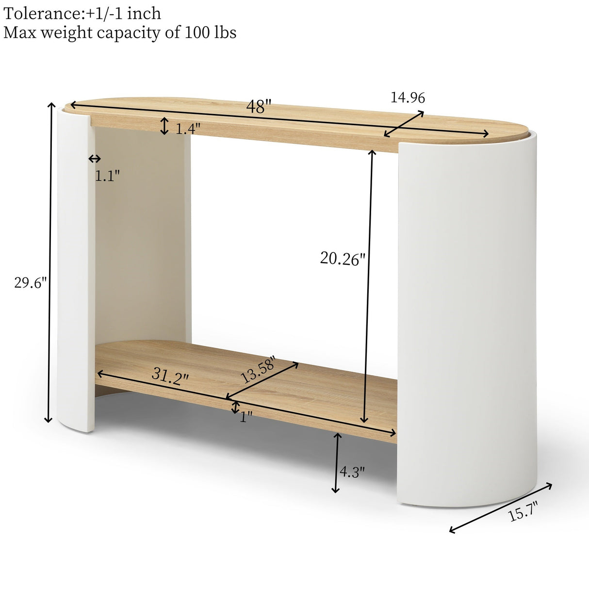 End Table with 2-Layer Storage Shelves
