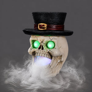 LED Light-Up Skull with Top Hat & Mist Maker