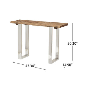 Rustic Glam Console Table With Reclaimed Wood And Iron Frame - Natural
