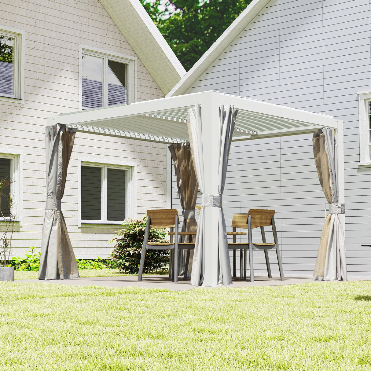 10x10 FT Outdoor Louvered Pergola with Adjustable Louvers