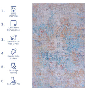 Maval - 6' X 9' Washable Area Rug - Yellow