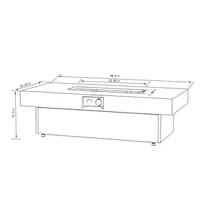 Outdoor Firepit Table 48 x 24 Inch Rectangle Fire Pit Table