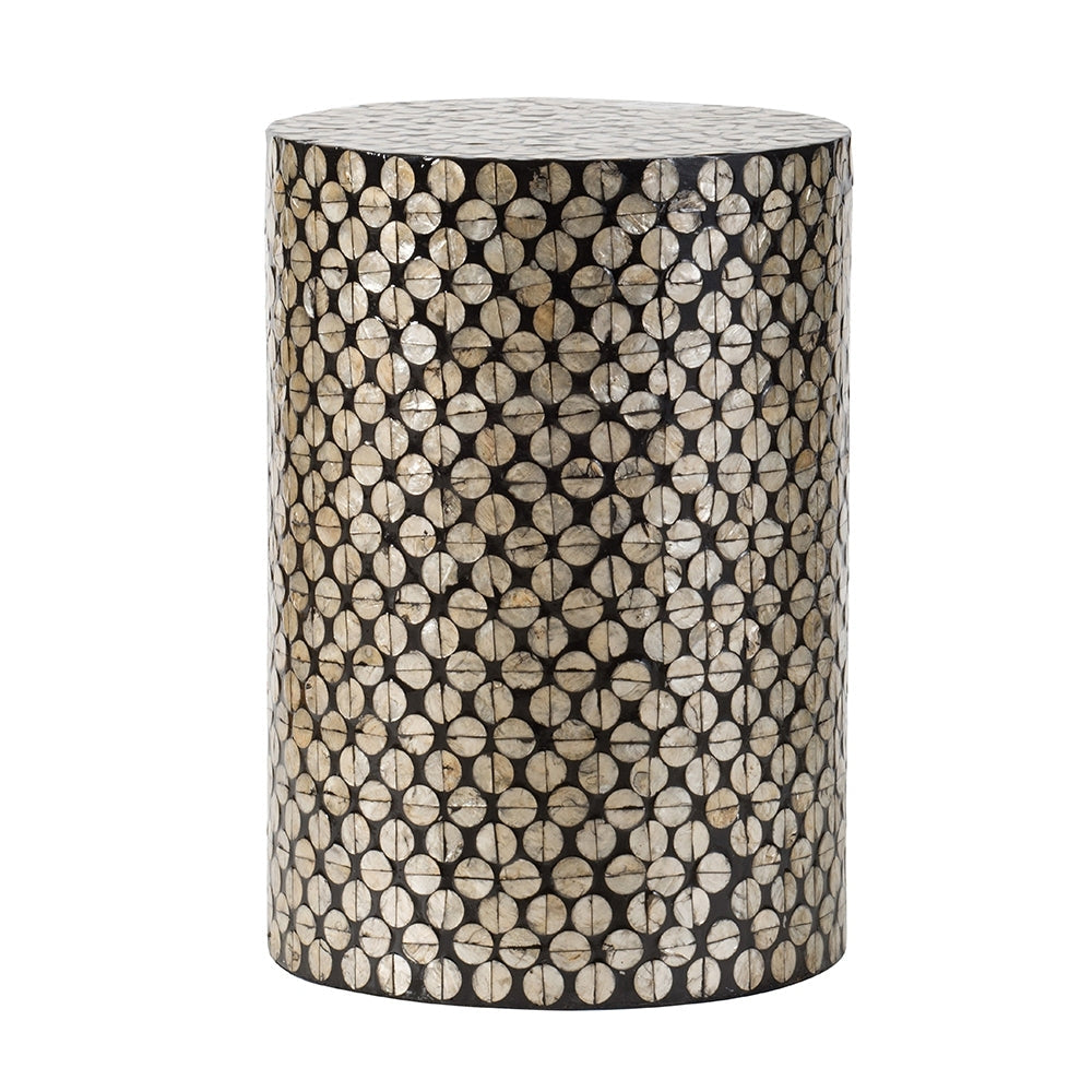 D14x20" Cylindrical Garden Capiz Stool Black/Gold