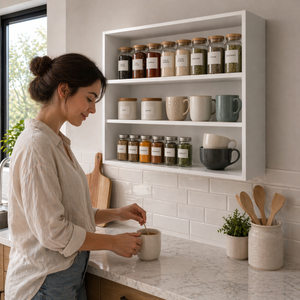 Chinle Wall Cabinet in Melamine with Open Storage