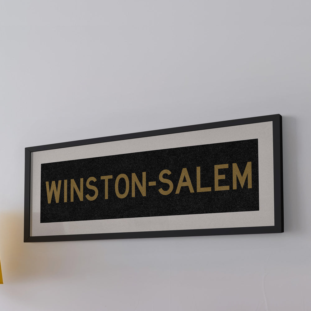Framed Winston Salem Black & Gold Bus Scroll