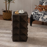 Retro Wooden Side Table with 3D Embossed Design