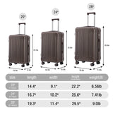 3 Piece ABS Spinner Wheel Luggage Set (Brown)