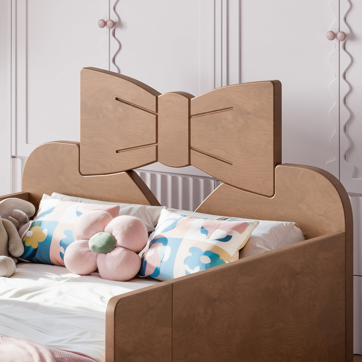 Twin Size Kids Platform Bed with Full Surround Guardrails