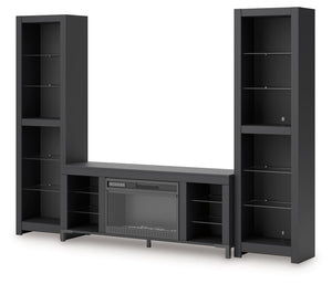 Cayberry - 3-Piece Entertainment Center With Electric Fireplace - Black
