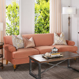 Alana lawson three-cushion tightback sofa, peach orange velvet