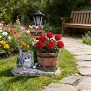 Lying Cat Solar Planter Garden Decor
