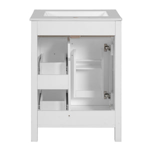Elegant Bathroom Vanity With Ceramic Sink, Soft Close Doors And Drawers, Double Storage Racks