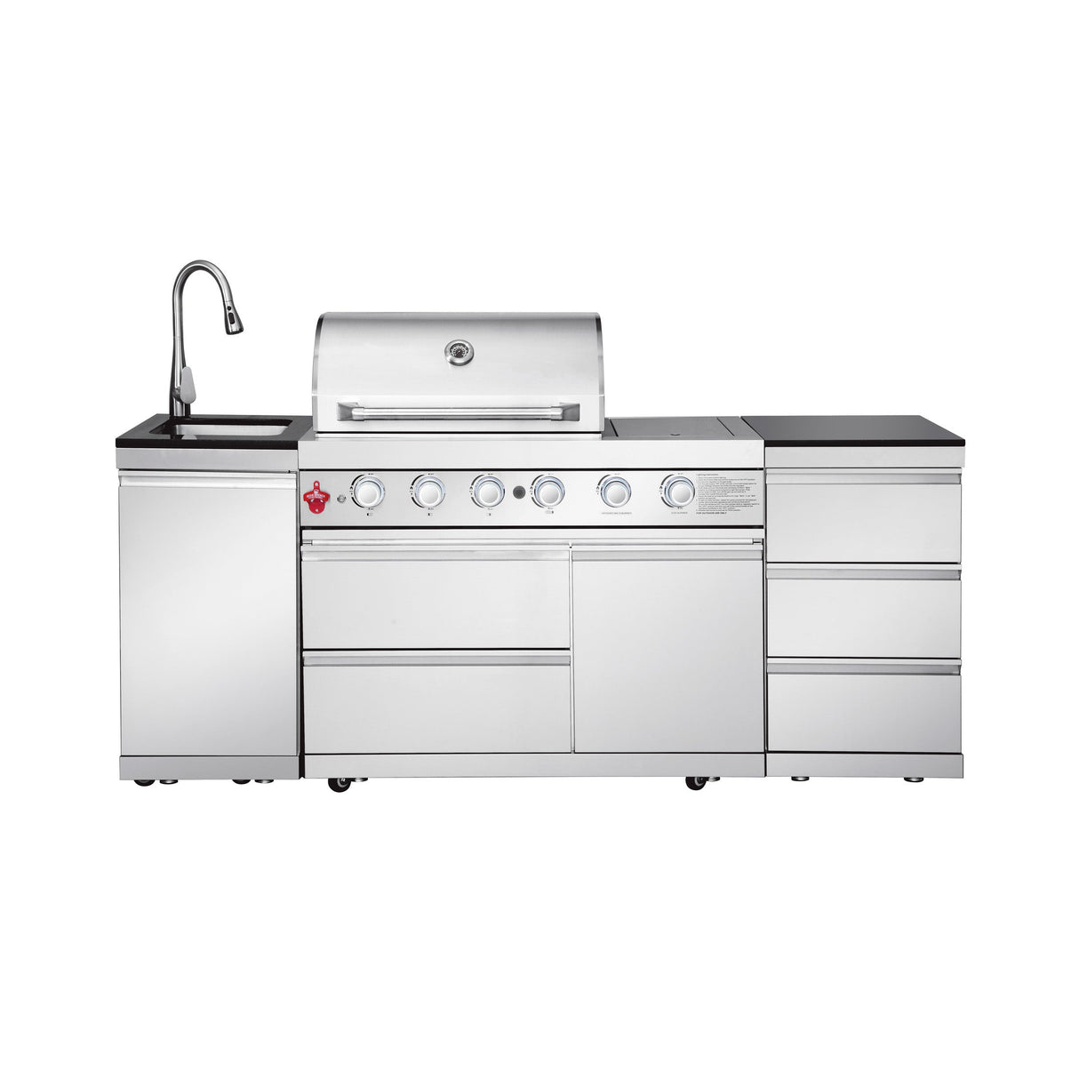 Outdoor Kitchen Island 83.3 Inch 4+1 Burner Propane Gas BBQ Grill
