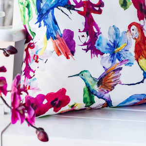 Tropical Parrot Outdoor & Indoor Pillow With Solarium - Multicolor