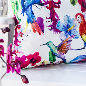Tropical Parrot Outdoor & Indoor Pillow With Solarium - Multicolor