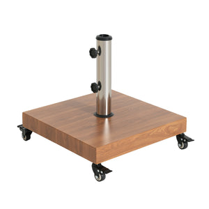 Malibu Square Umbrella Base with Wheels - Concrete & Iron Outdoor Stand