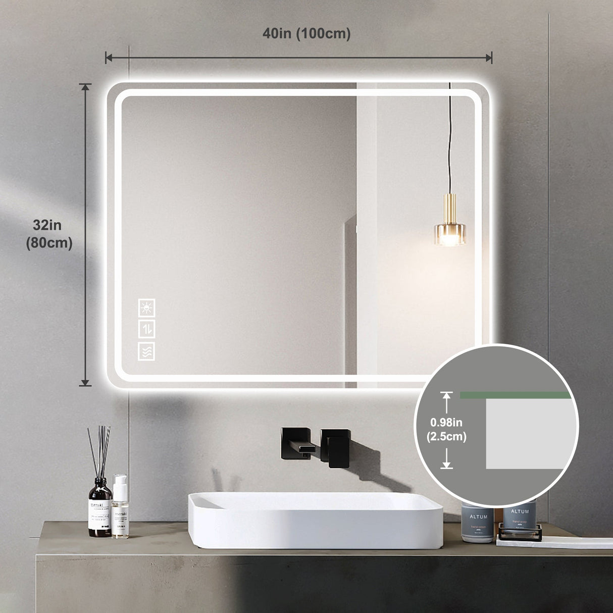 40x32 Inch LED Bathroom Mirror Vanity Mirrors