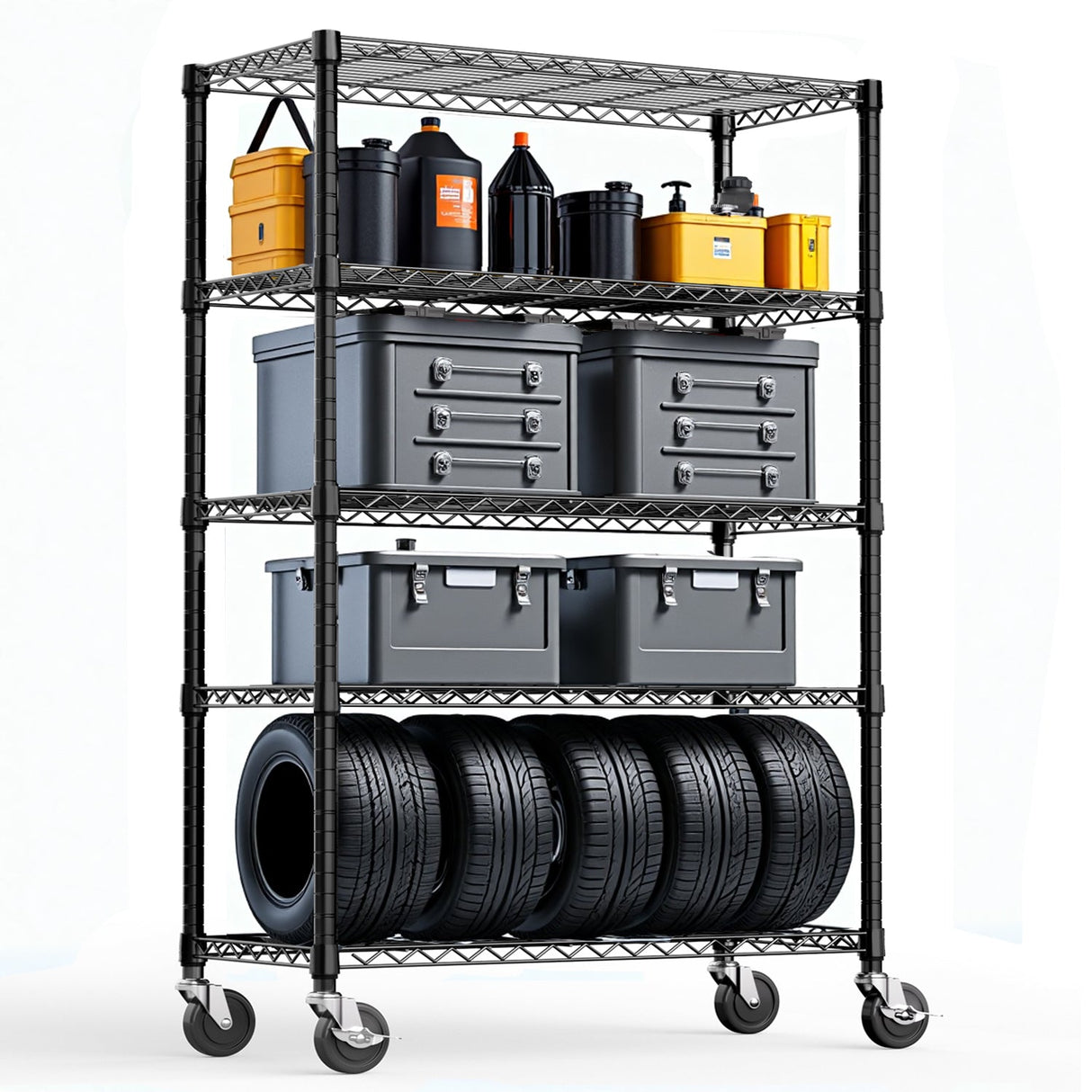 5-Shelf Storage Shelves - Heavy Duty Metal Shelving Unit