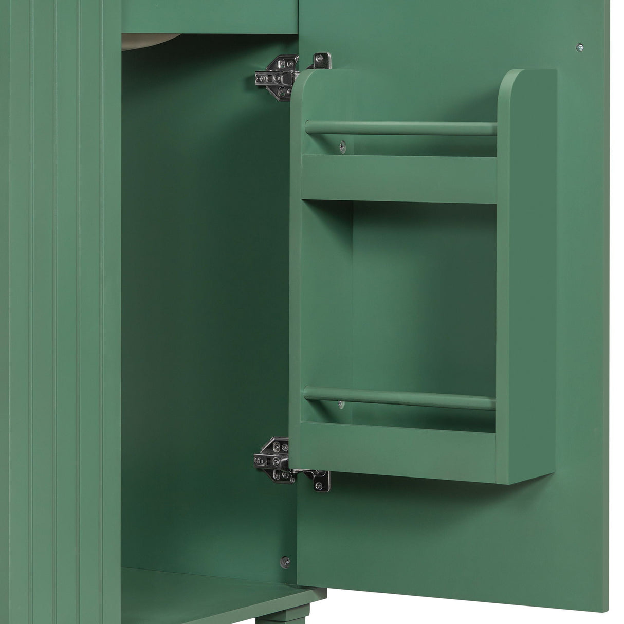Classic Retro Bathroom Vanity With Sink, Door Shelf, Side Open Storage Frame