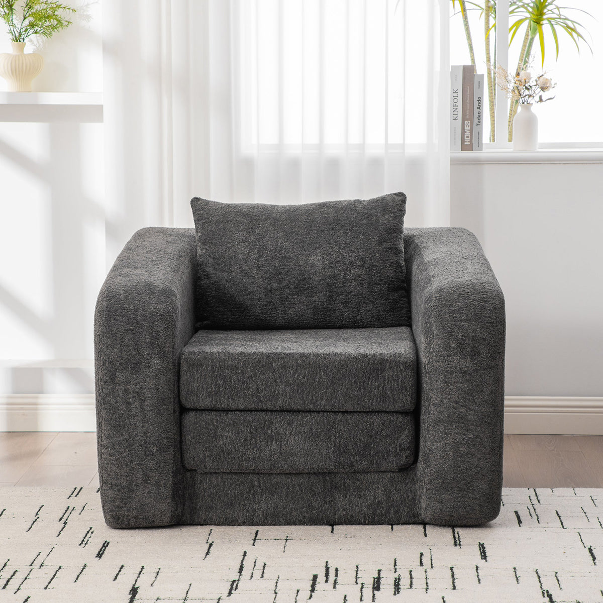 40" Foldable Single Sofa Bed with Armrest & Backrest