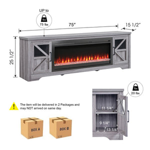 75" Fireplace TV Stand for TVs up to 80"
