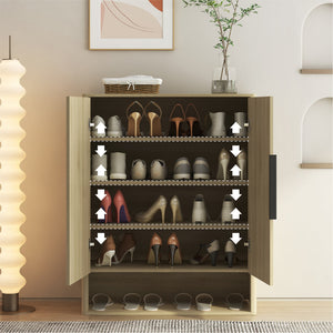 Wooden Shoe Storage Cabinet with Adjustable Shelves
