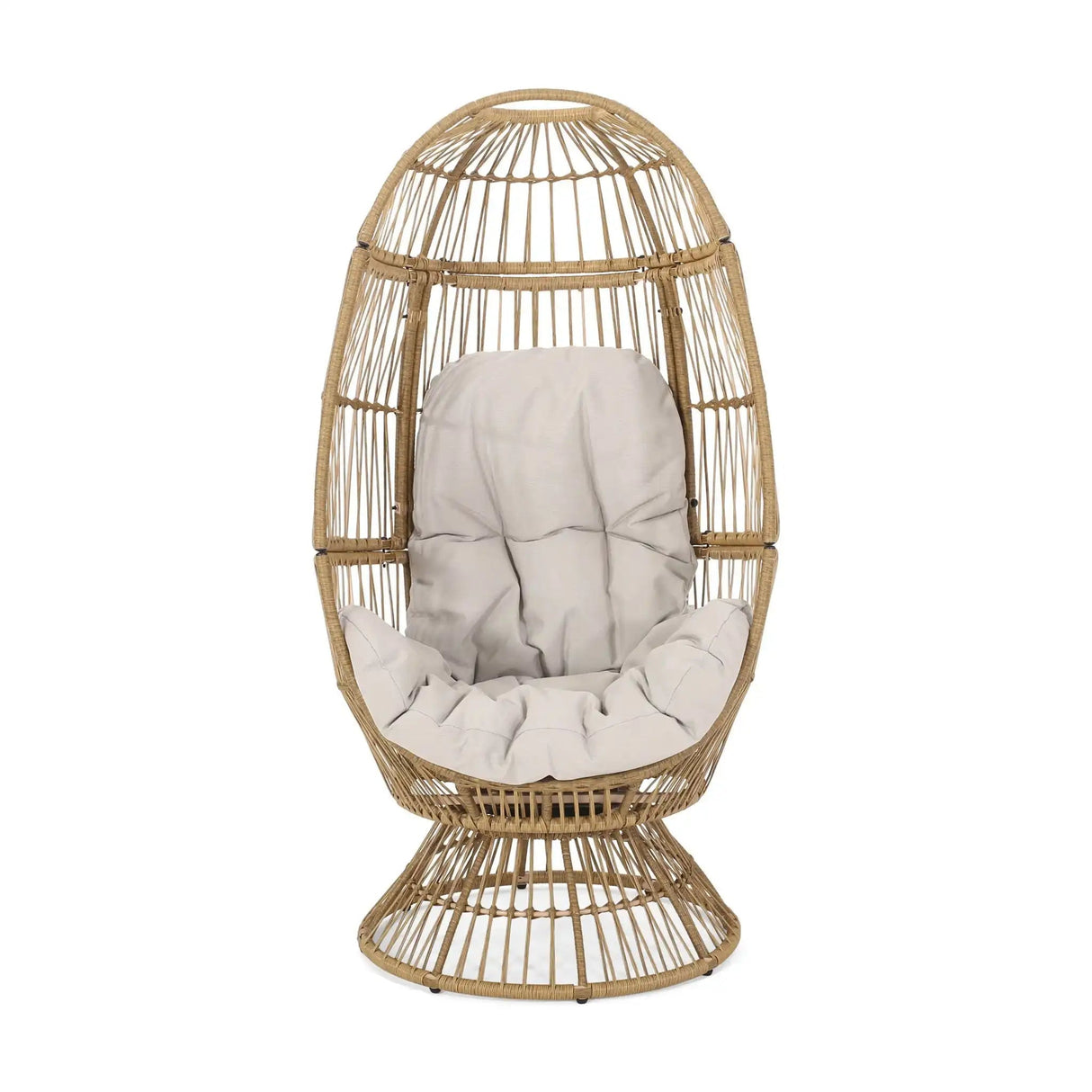 Patio Swivel Basket Egg Chair With Cushion