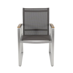 Poetic Outdoor Dining Chair With Faux Wood Arms And Aluminum Frame (Set of 2) - Gray