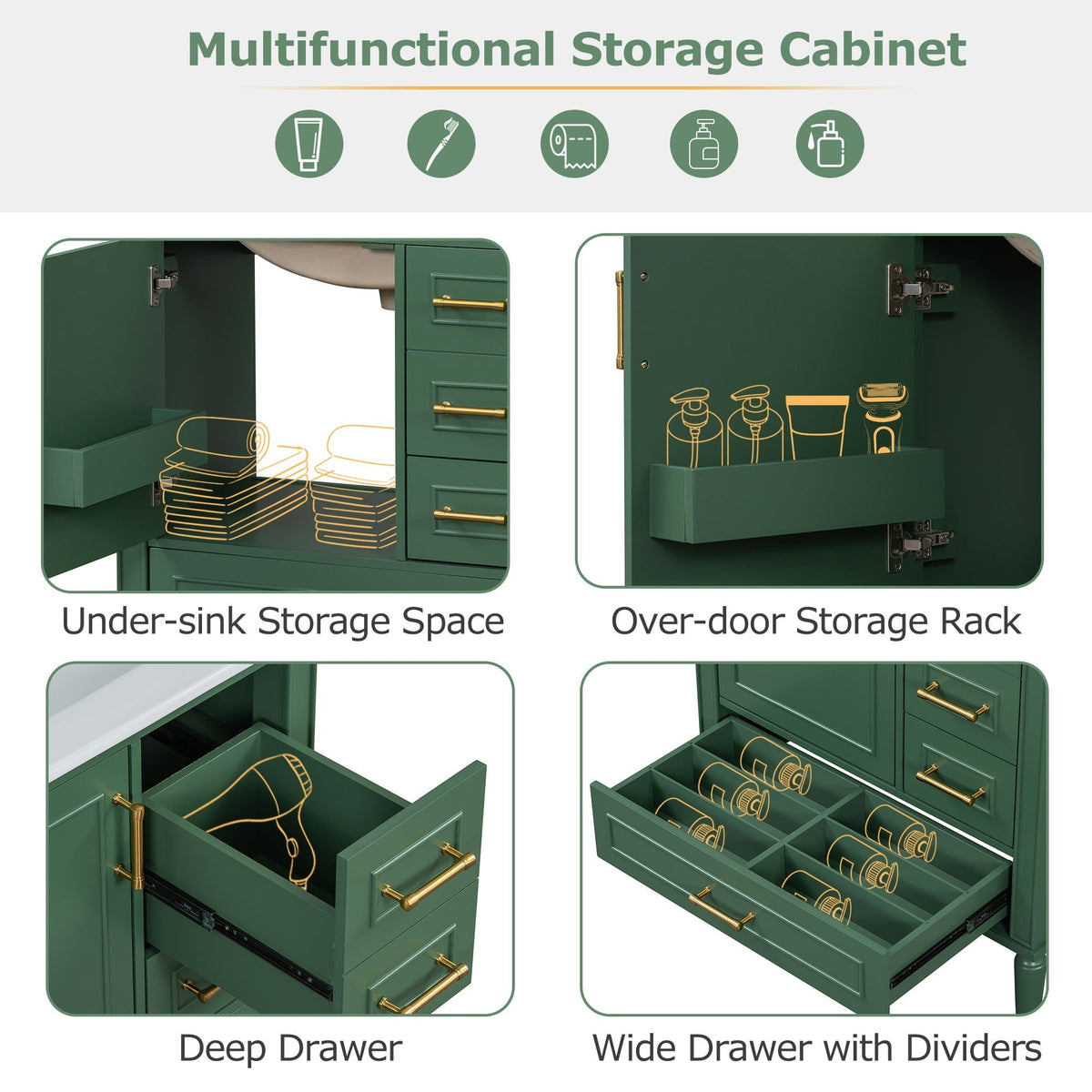 Traditional Bathroom Vanity Set With Soft Close Doors