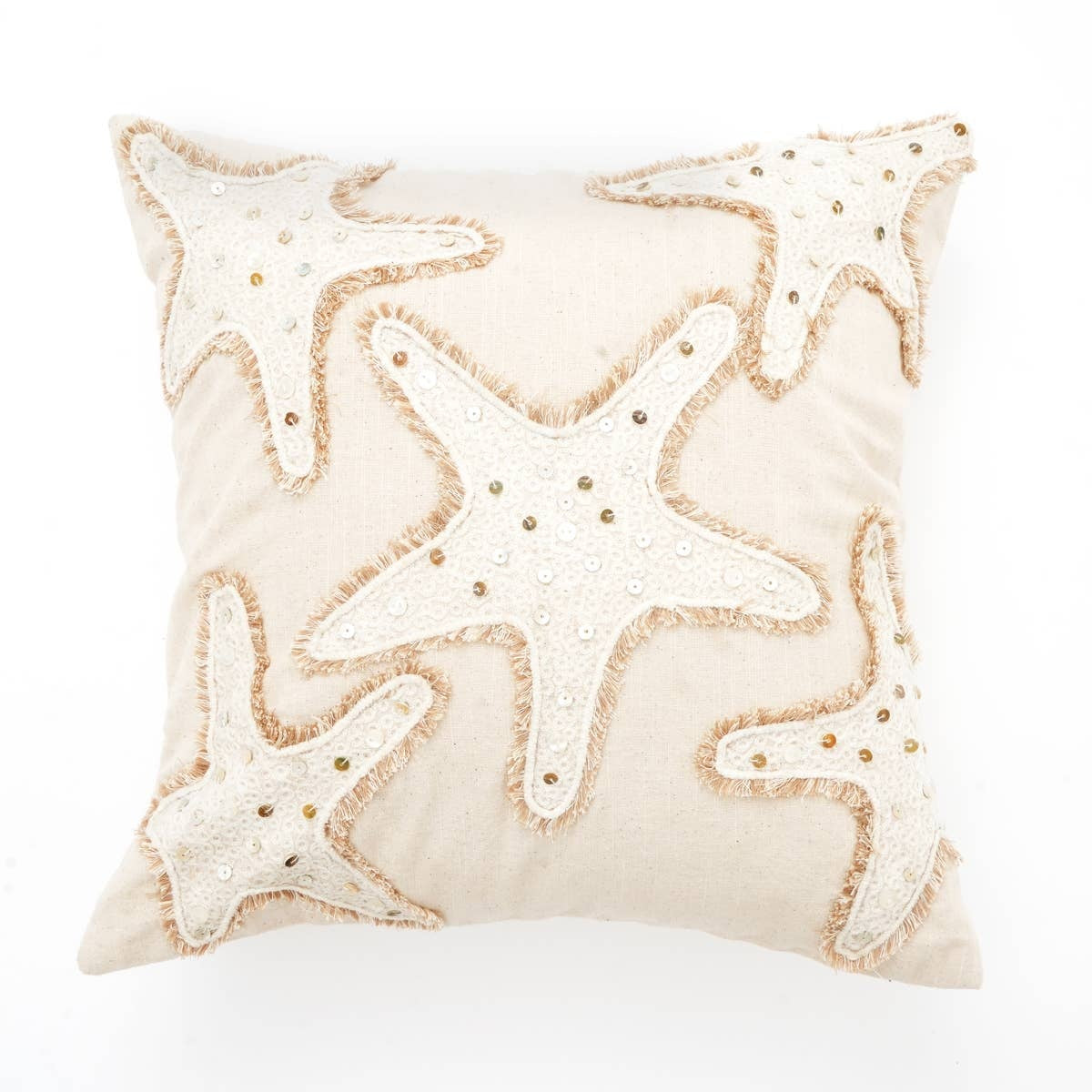 Starfish Embroidered Cushion 18x18"