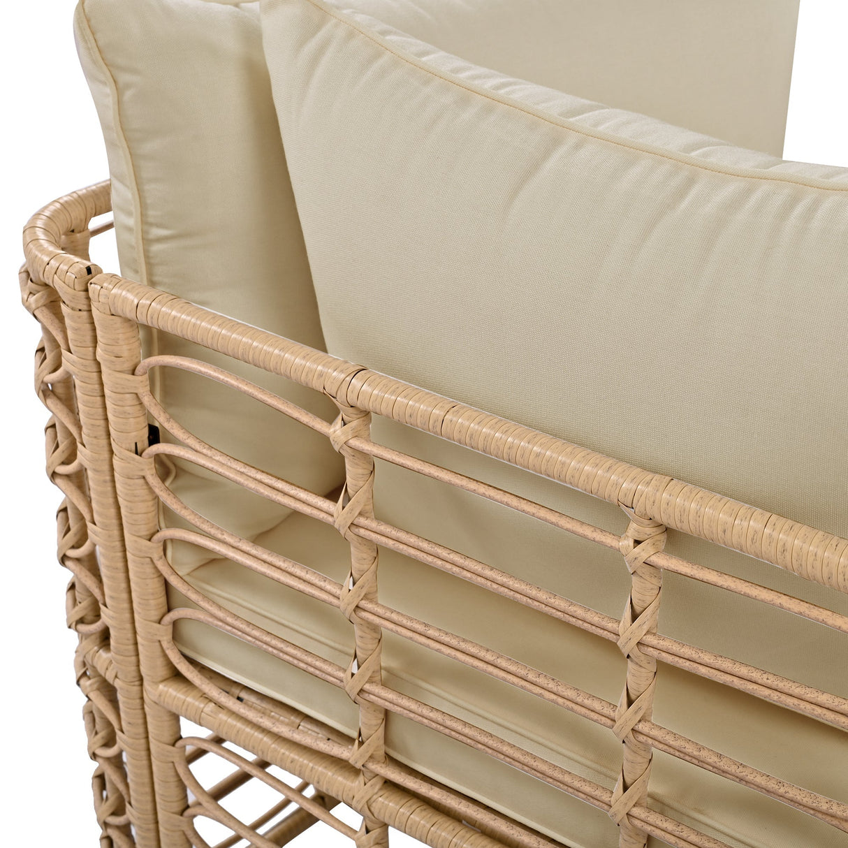 7 Pieces Outdoor Patio Furniture, All-Weather Rattan Sectional Sofa Set with Thick Cushions and Pillows, Freely Combined Conversation Sets for Garden, Backyard, Balcony, Brown