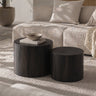 Nesting Coffee Table Set of 2 Round Wooden Tables