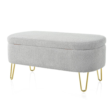 Oval-Storage-Bench-for-Living-Room-Bedroom-End-of-Bed,-Upholstered-Storage-Ottoman-Entryway-Bench-With-Metal-Legs,Grey-