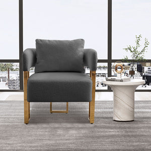 Modern Decorative Chair Teddy Fleece Upholstered And Metal Foot