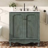 30" Antique Blue Bathroom Vanity with Ceramic Sink by Christopher Knight Home