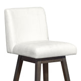 30" Pearl And Gray Solid Wood Swivel Bar Chair With Footrest