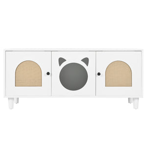 Furniture Style Cat Cabinet Cream White Cat Litter Box