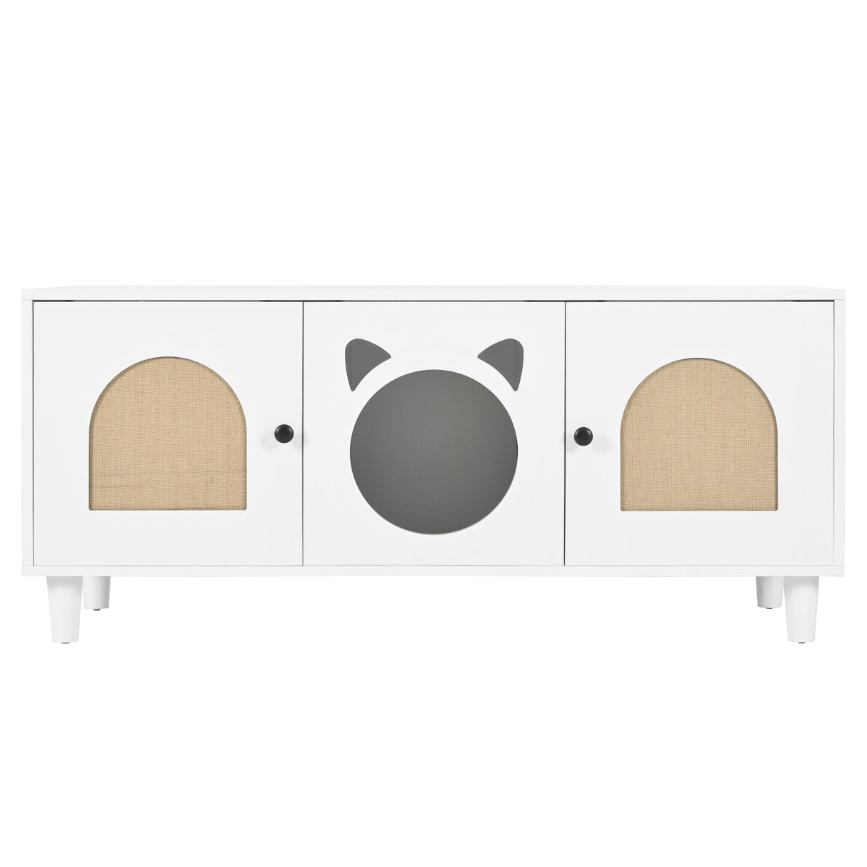 Furniture Style Cat Cabinet Cream White Cat Litter Box