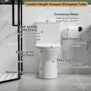 1 Piece Toilet With Dual Flush & Rimless Bowl - Glossy White