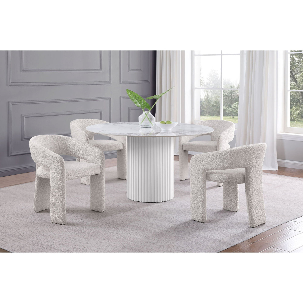Quincy - Round Dining Table - White Marble