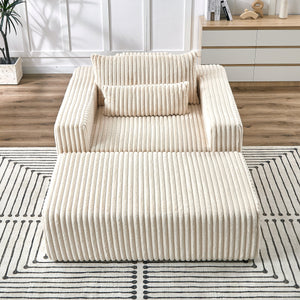 75-Inch Corduroy Sofa Lounge Chair with Removable Footrest