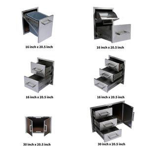 Built-In Outdoor Kitchen LPG Gas Grill 60000 Btu, Drop-In Ice Box With BBQ Tool Set - Silver